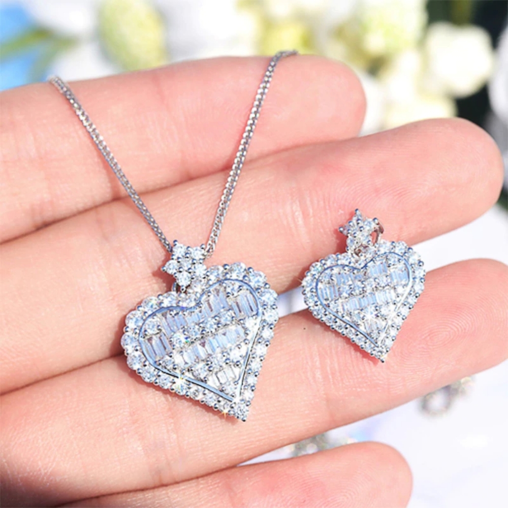 NEW 925 STERLING SILVER DIAMOND PENDANT NECKLACE - Picture 1 of 6